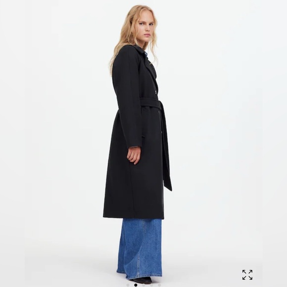 Madewell Italian Fabric Black Trench Coat Size XS NWT - Picture 2 of 7